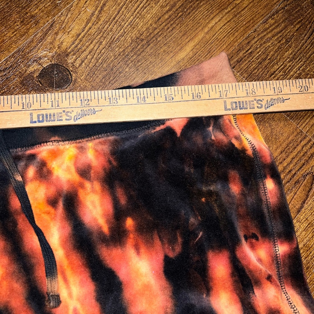 Old Navy Black Velvet with Orange Tie-Dye Flared Drawstring Lounge Pants Size L - Picture 15 of 15